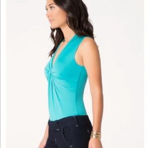 Bebe Knotted V neck Bodysuit Size Sm